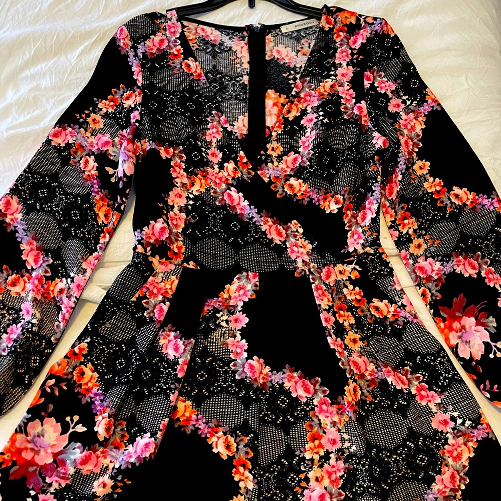LF black floral romper